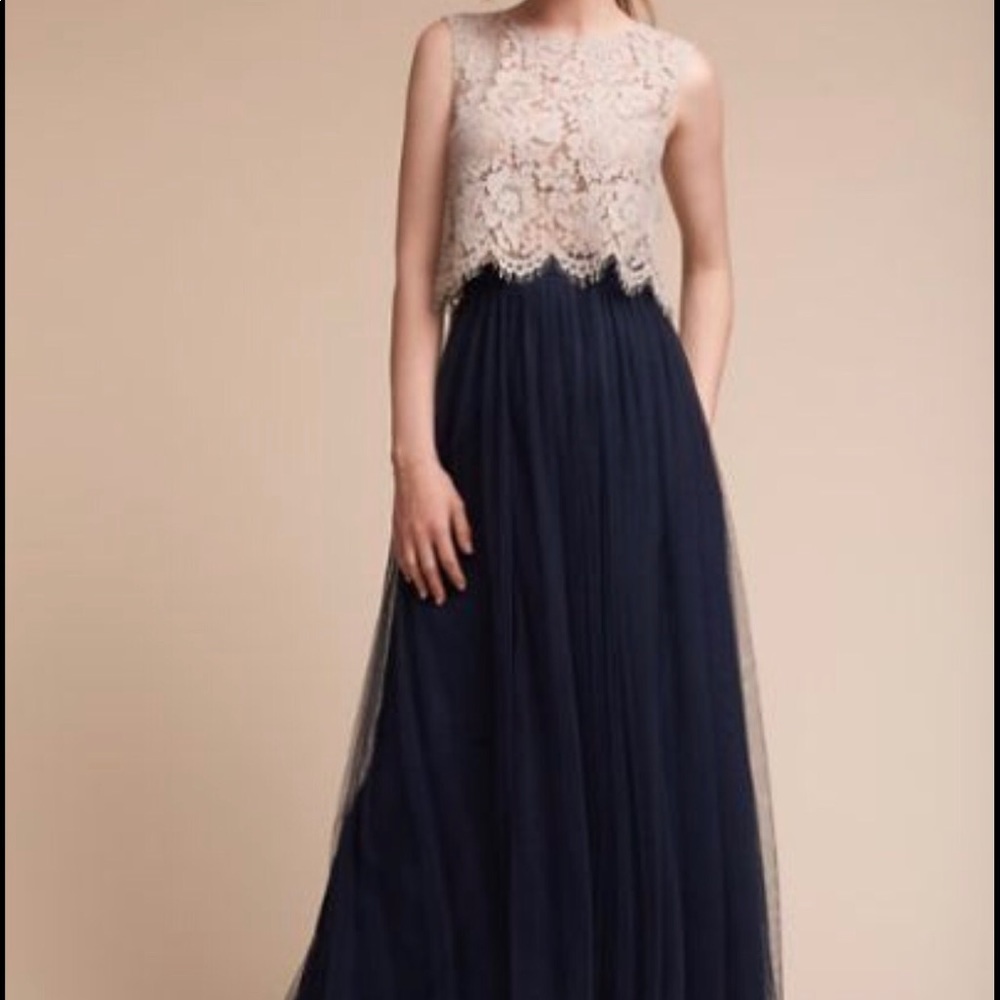 Jenny Yoo Navy Tulle Arabella Maxi Skirt